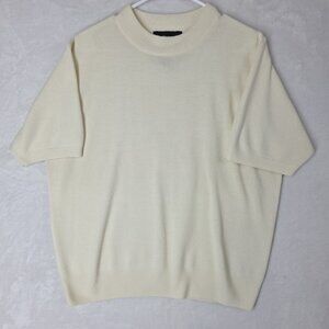 Vtg Sag Harbor Womens Short Sleeve Crew Neck Sweater Size XL Ivory/Cream